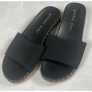 Gianni Bini Sandals Womens Size 8‎ Black Slide Studded Platform Slip On Shoes